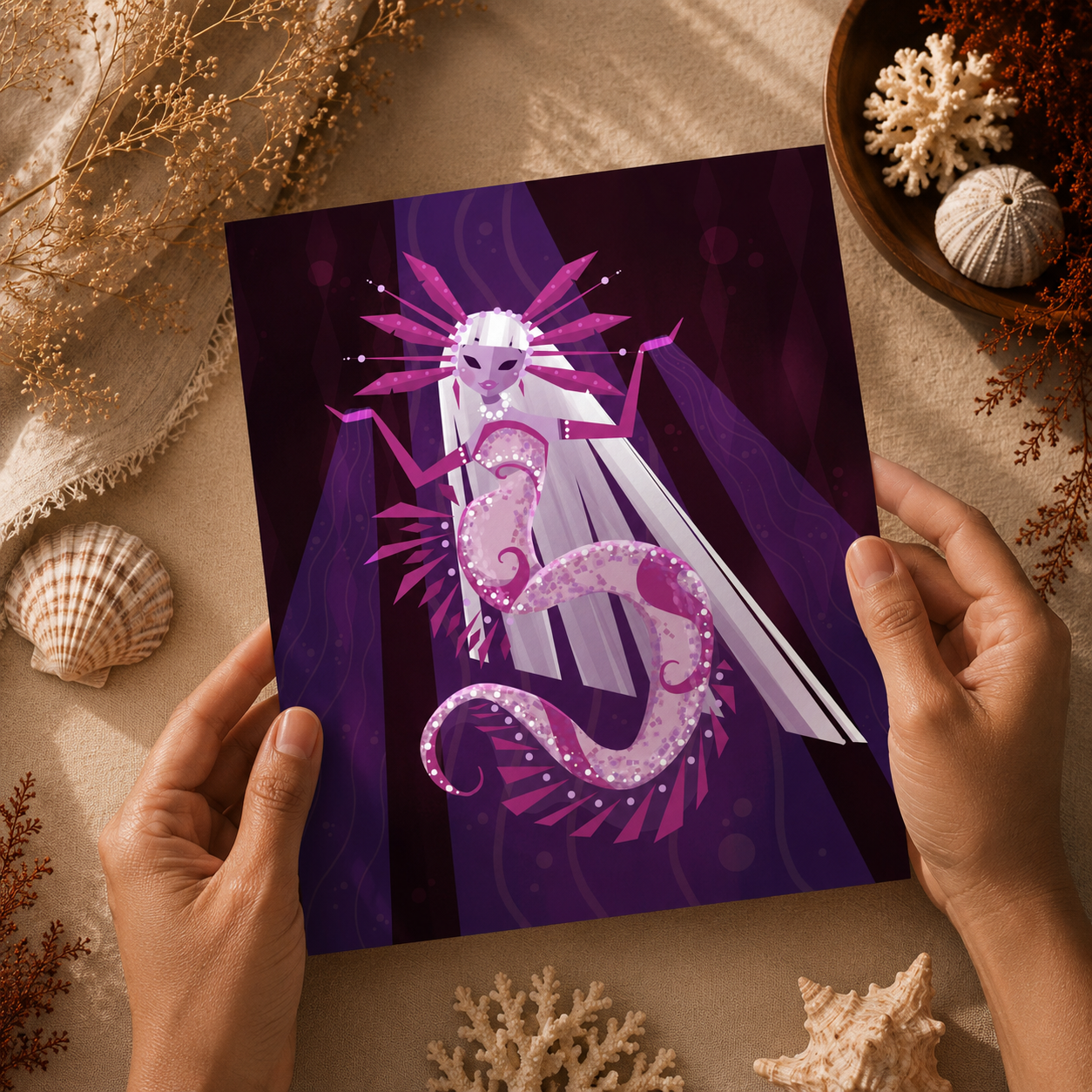 Axolotl Warden — Fantasy Mermaid Art Print