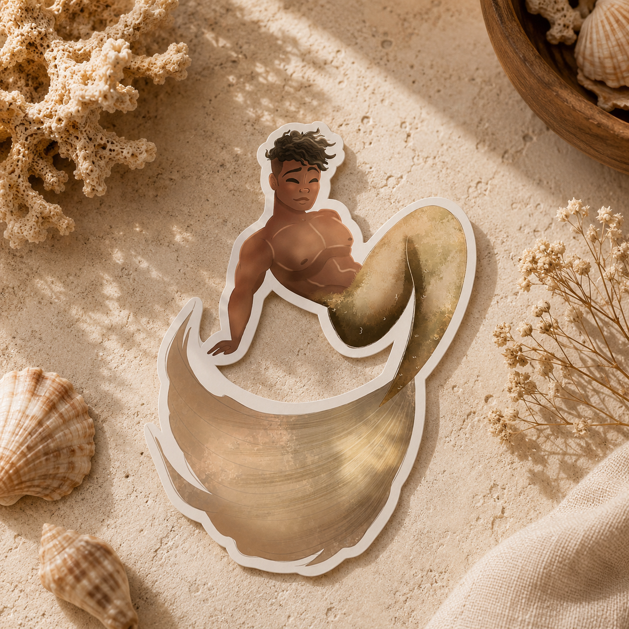 Beach Merman — Waterproof Vinyl Sticker