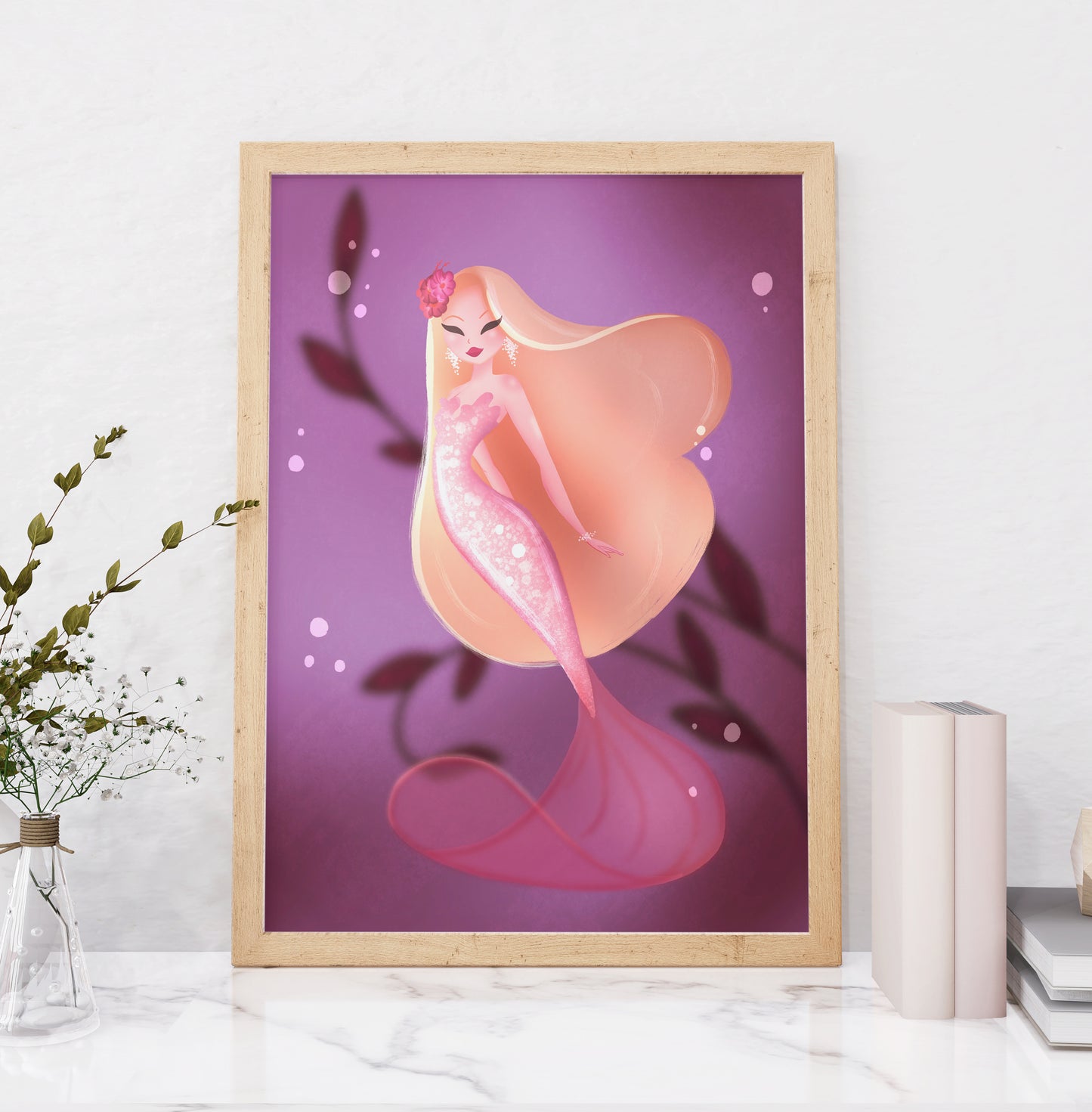 Rosé Reverie - Fantasy Mermaid Art Print