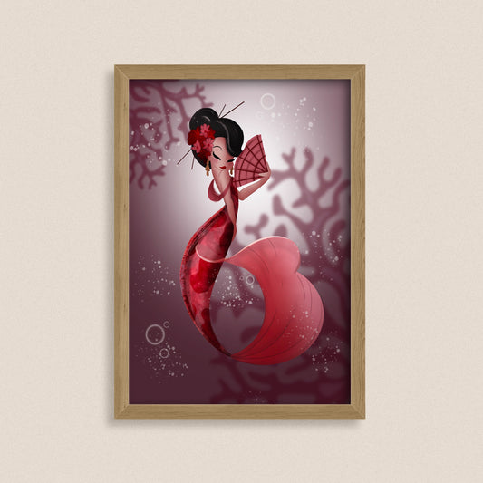 The Vermilion Bloom — Fantasy Mermaid Art Print