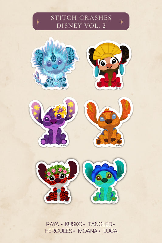 Stitch Crashes Disney Vol.2 — Waterproof Vinyl Sticker