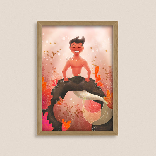 Coral Merman — Fantasy Merman Art Print