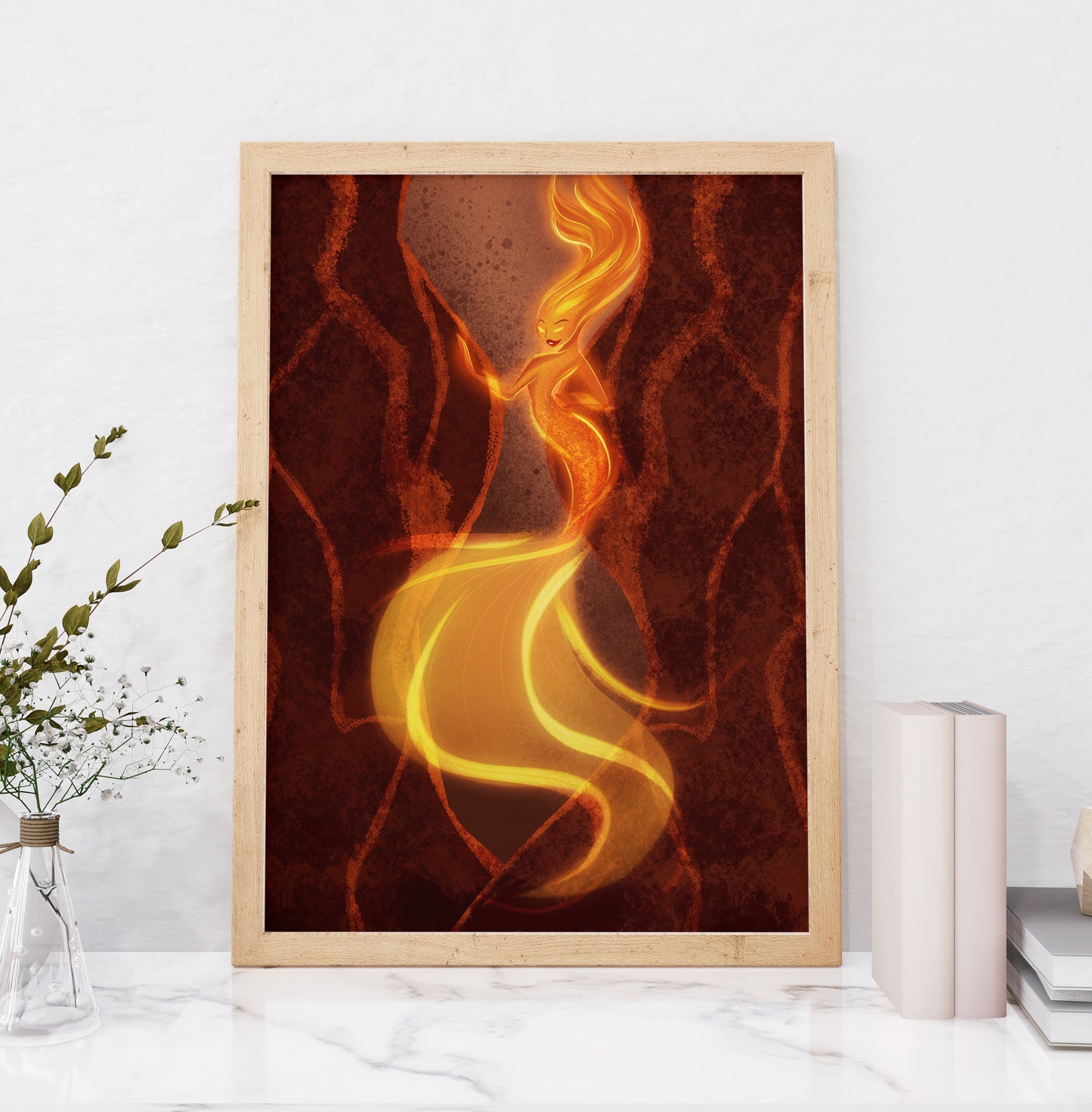 Elemental Fire - Fantasy Mermaid Art Print