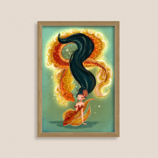 Ember Sovereign - Fantasy Mermaid Art Print