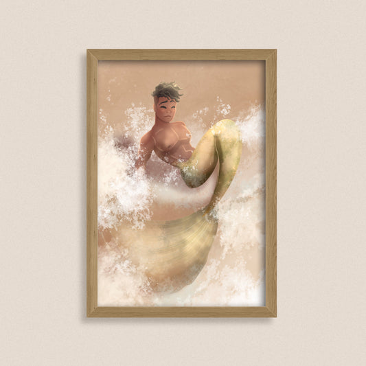 Gilded Sovereign - Fantasy Merman Art Print