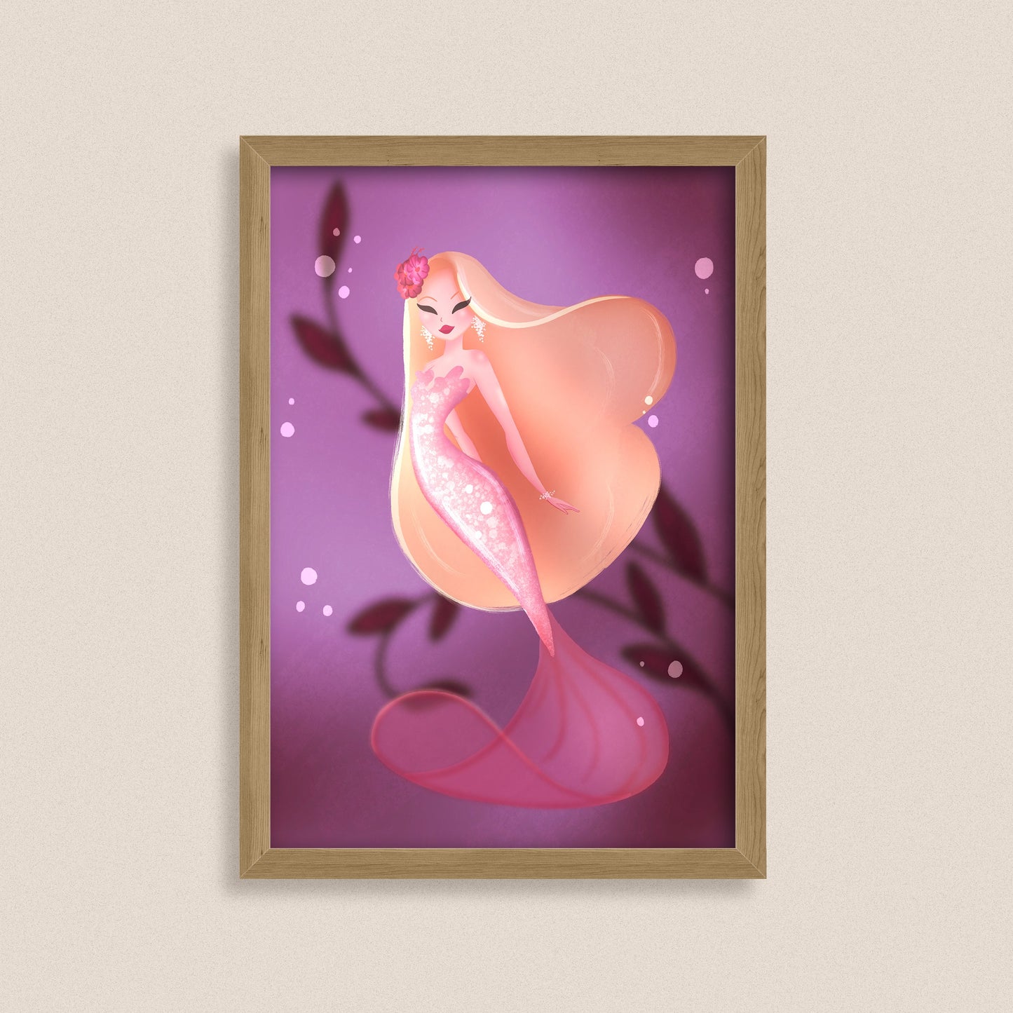 Rosé Reverie - Fantasy Mermaid Art Print