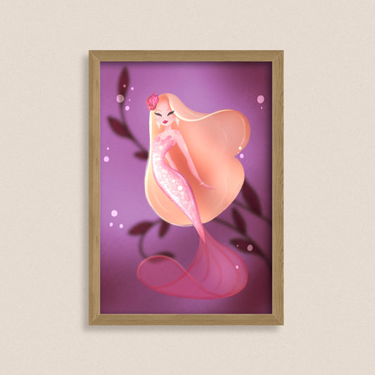 Rosé Reverie - Fantasy Mermaid Art Print
